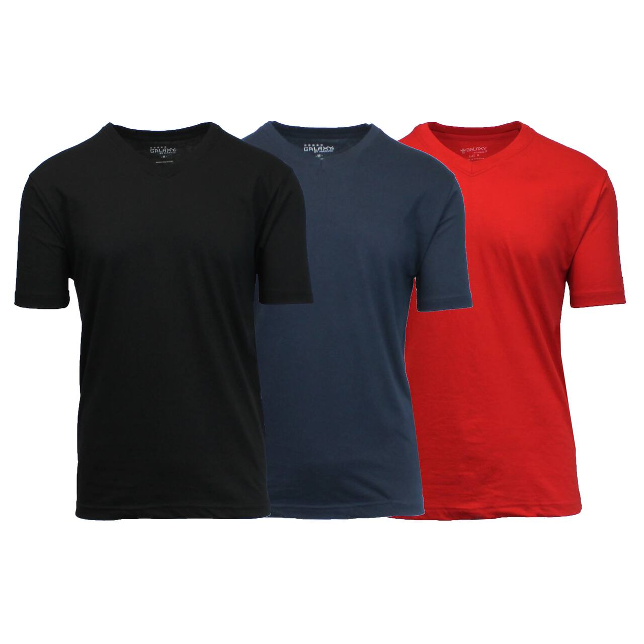 Galaxy by Harvic Men's Short Sleeve V-Neck T-Shirt 3 Pack